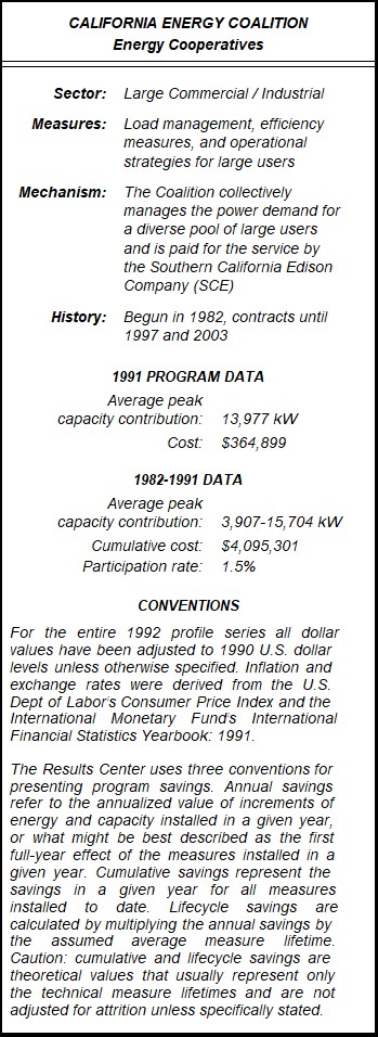California Energy Coalition Energy Cooperatives Summary Table