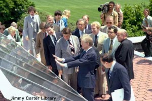 President Carter with solar panels at the White House.